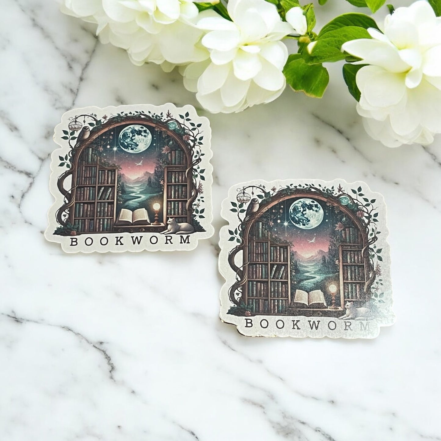 Bookworm Vinyl Sticker ,Laptop, scrapbook, junk journal ,crafts, Water Bottle