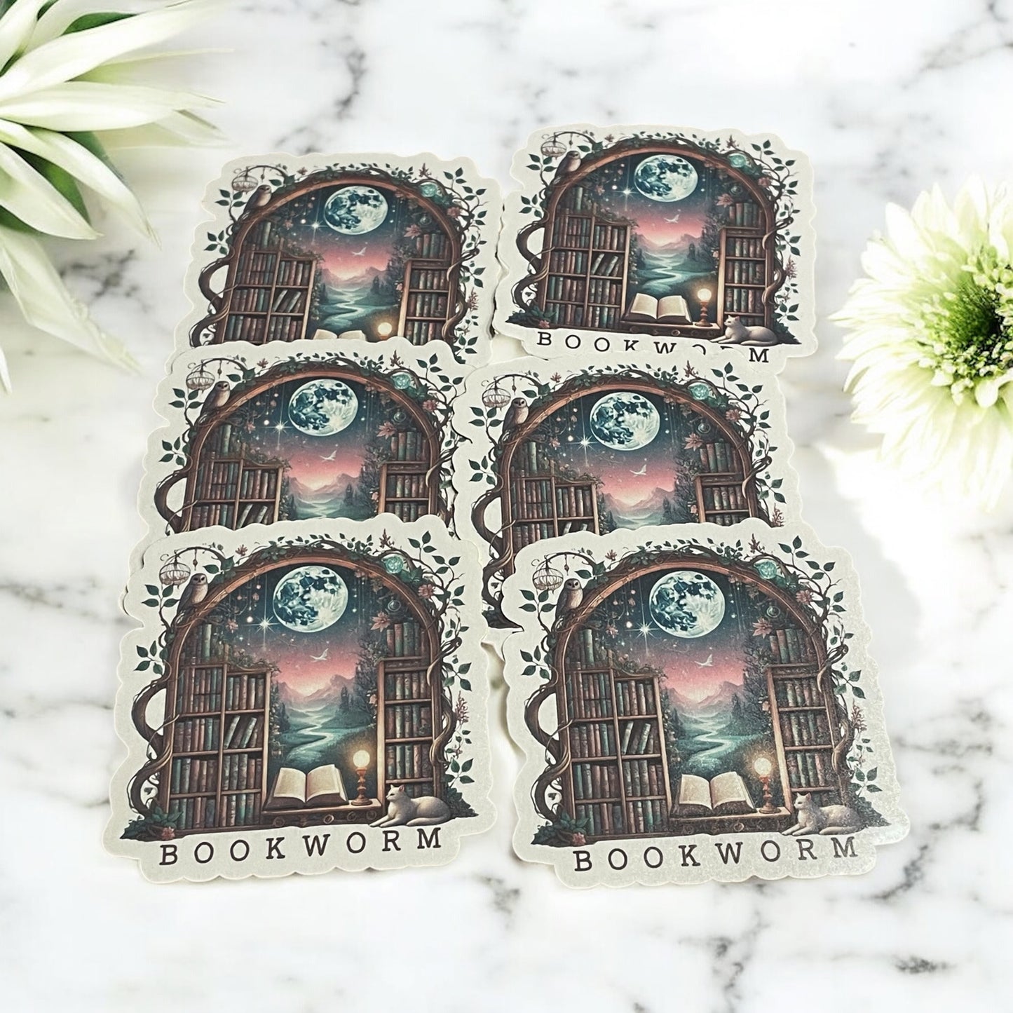 Bookworm Vinyl Sticker ,Laptop, scrapbook, junk journal ,crafts, Water Bottle