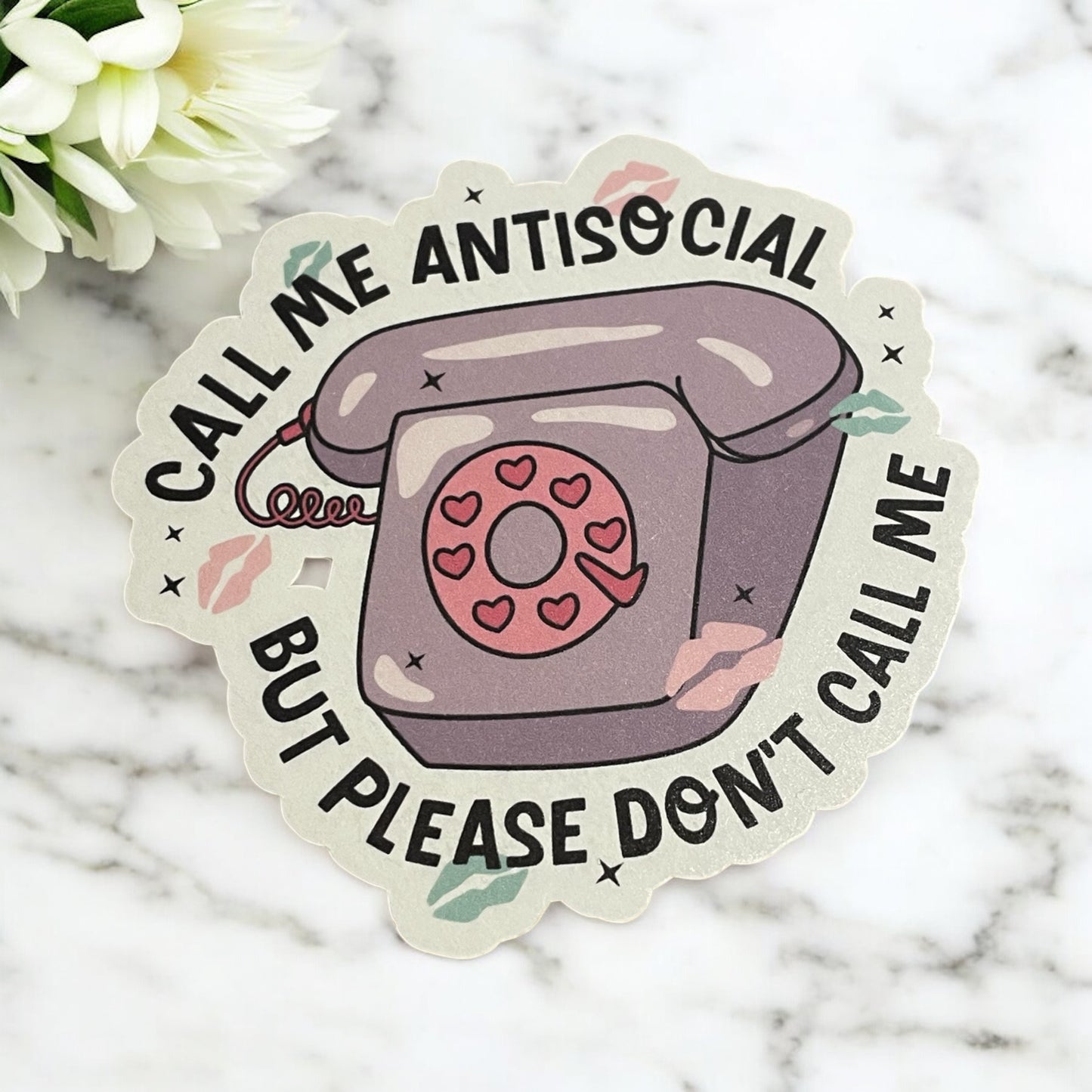 Call me Antisocial Vinyl Sticker ,Laptop, scrapbook, junk journal ,crafts, Water Bottle