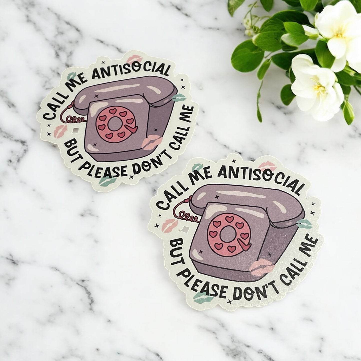Call me Antisocial Vinyl Sticker ,Laptop, scrapbook, junk journal ,crafts, Water Bottle