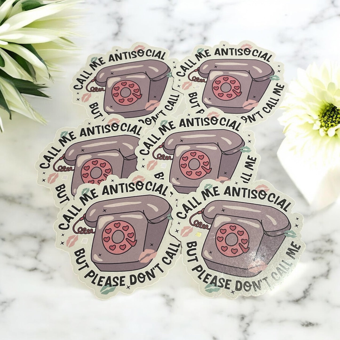 Call me Antisocial Vinyl Sticker ,Laptop, scrapbook, junk journal ,crafts, Water Bottle