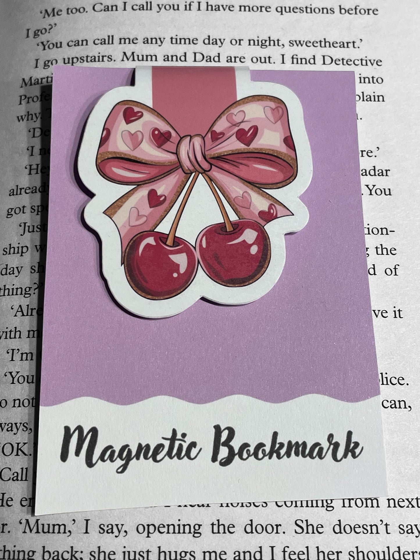 Coquette Cherry Magnetic bookmark, Page Saver, Book Lover Gift