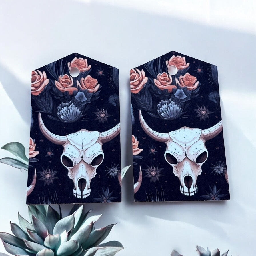 12 X Cow Skull Gift Tags, Gift Wrapping, Luggage Tags, Card Making