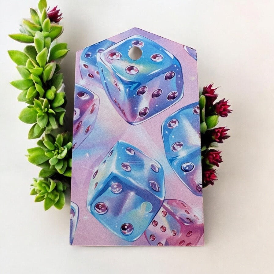12 X Colourful Dice Gift Tags, Gift Wrapping, Luggage Tags, Card Making