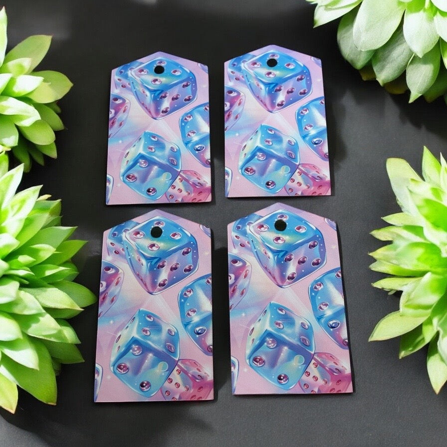 12 X Colourful Dice Gift Tags, Gift Wrapping, Luggage Tags, Card Making