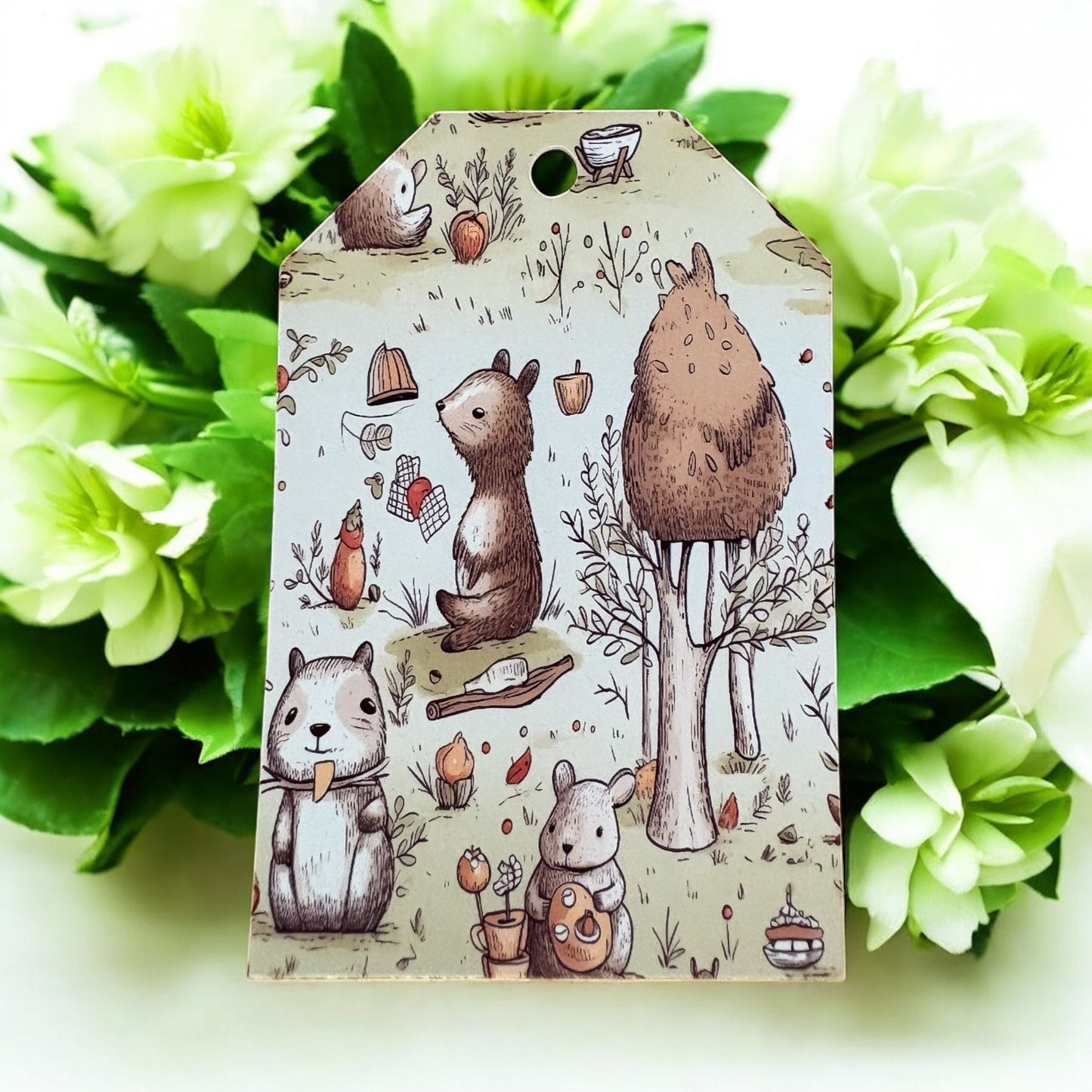 12 X Cartoon Animals Gift Tags, Gift Wrapping, Luggage Tags, Card Making
