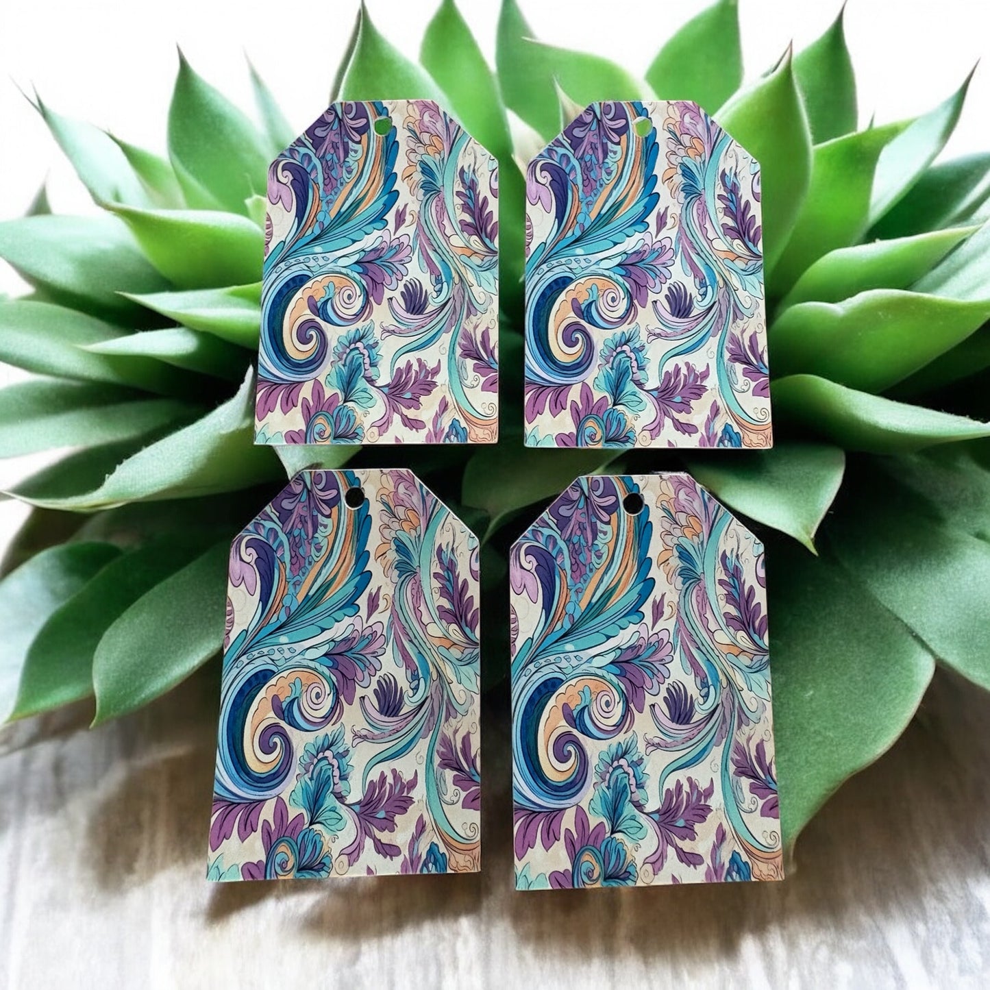 12 X Colourful Floral Gift Tags, Gift Wrapping, Luggage Tags, Card Making