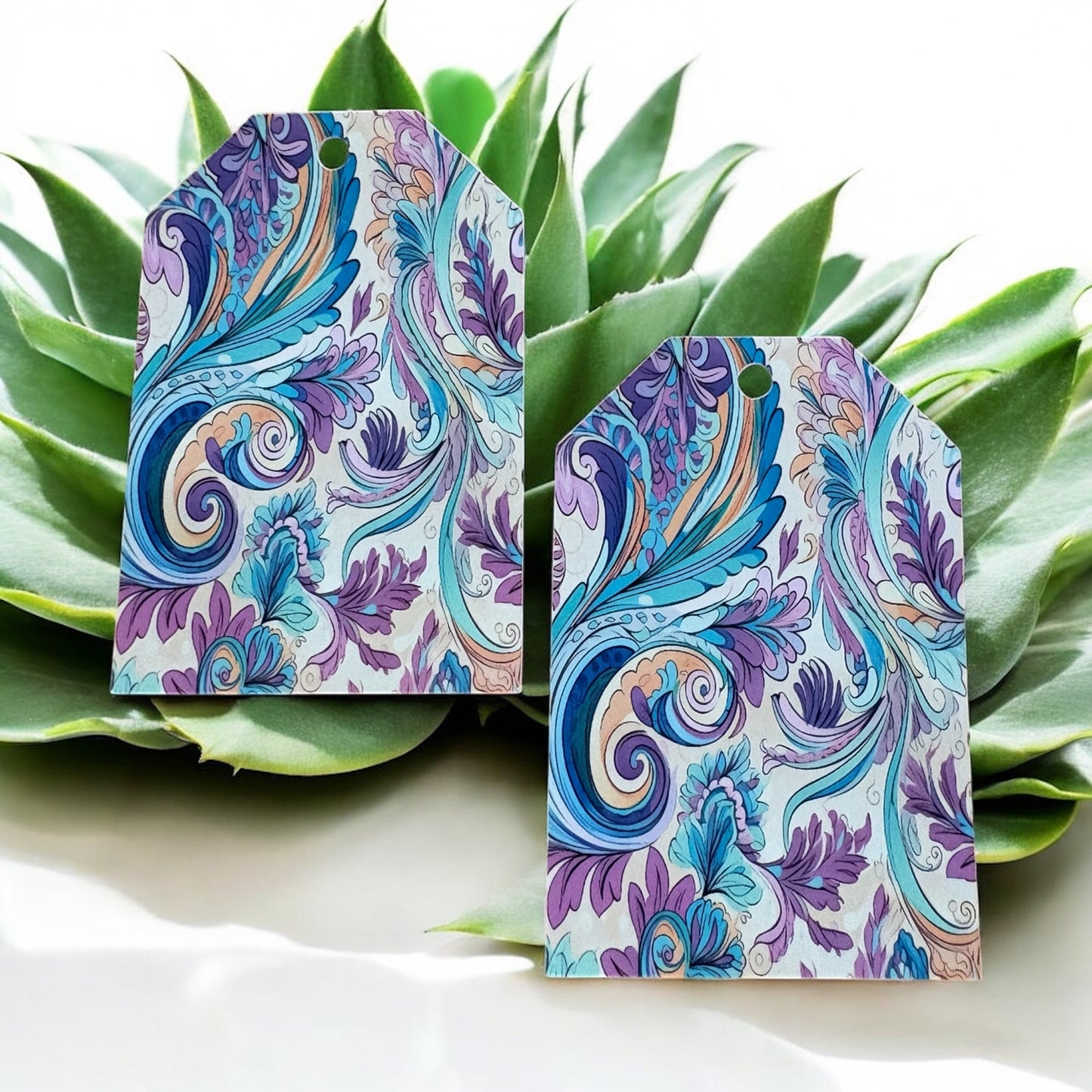 12 X Colourful Floral Gift Tags, Gift Wrapping, Luggage Tags, Card Making