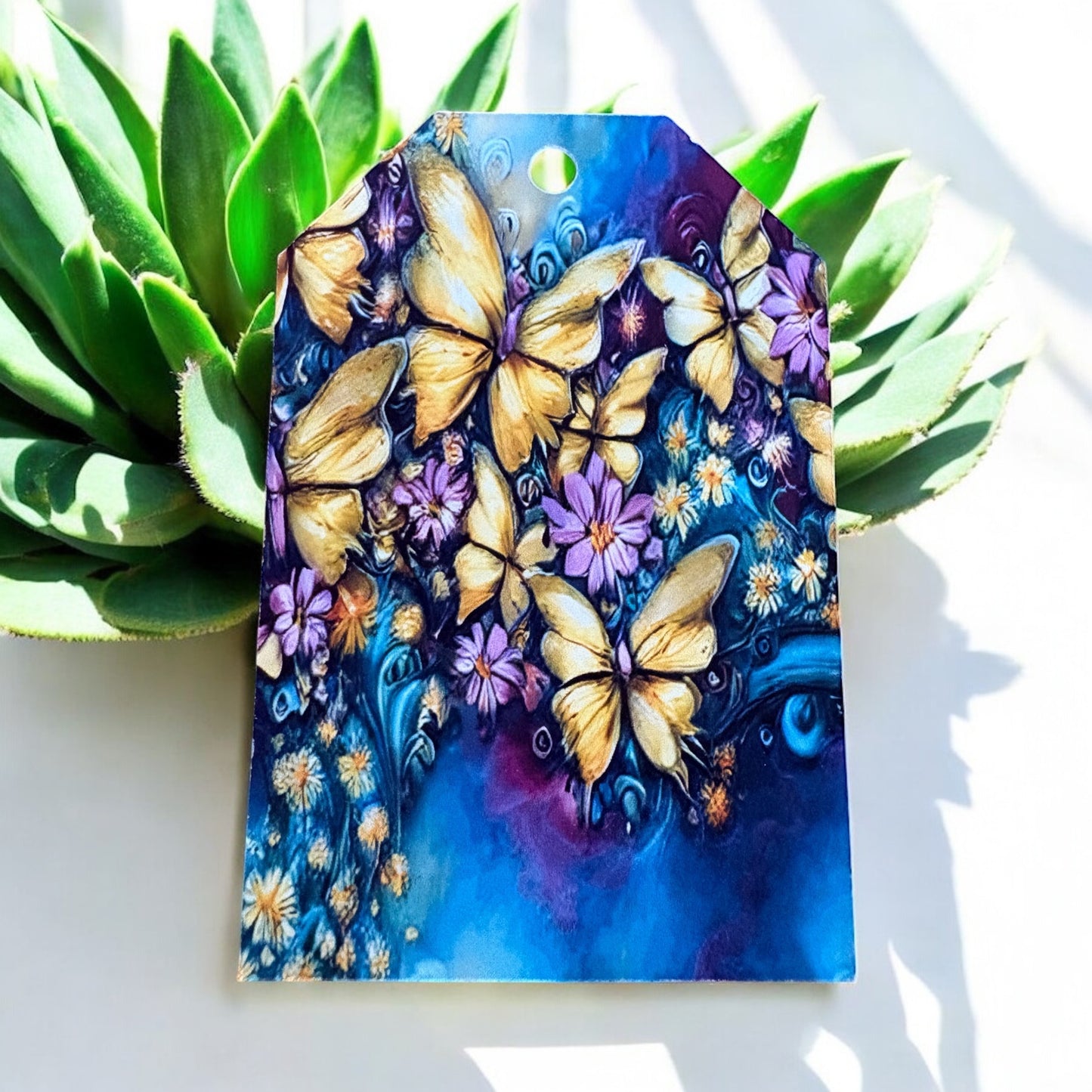 12 X Butterfly Flowers Gift Tags, Gift Wrapping, Luggage Tags, Card Making