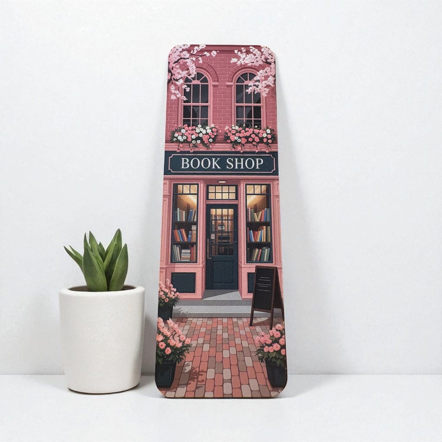 Lovely illustrated Bookshop printed bookmark, Page Saver, Book Lover Gift