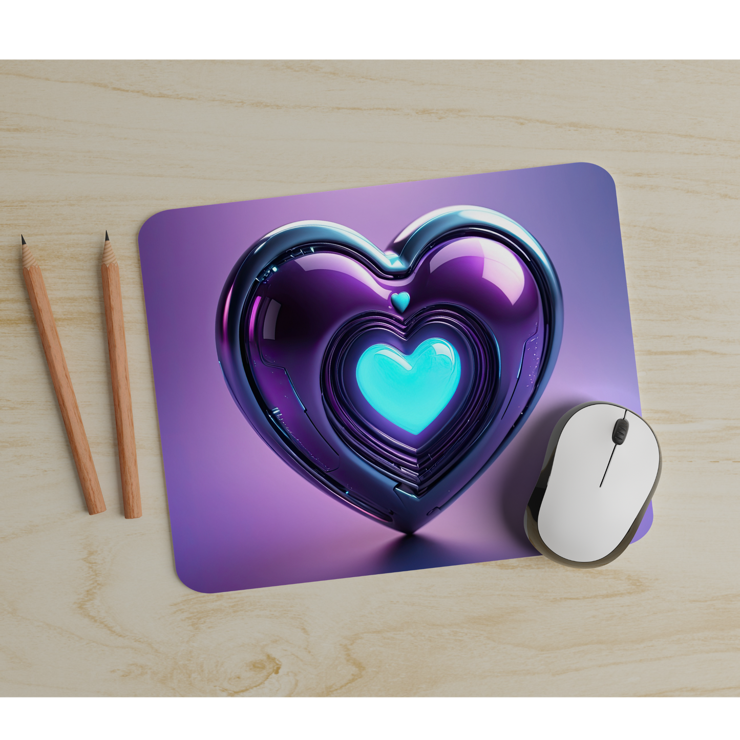 Premium Printed Purple Heart Anti-Slip Mouse Mat