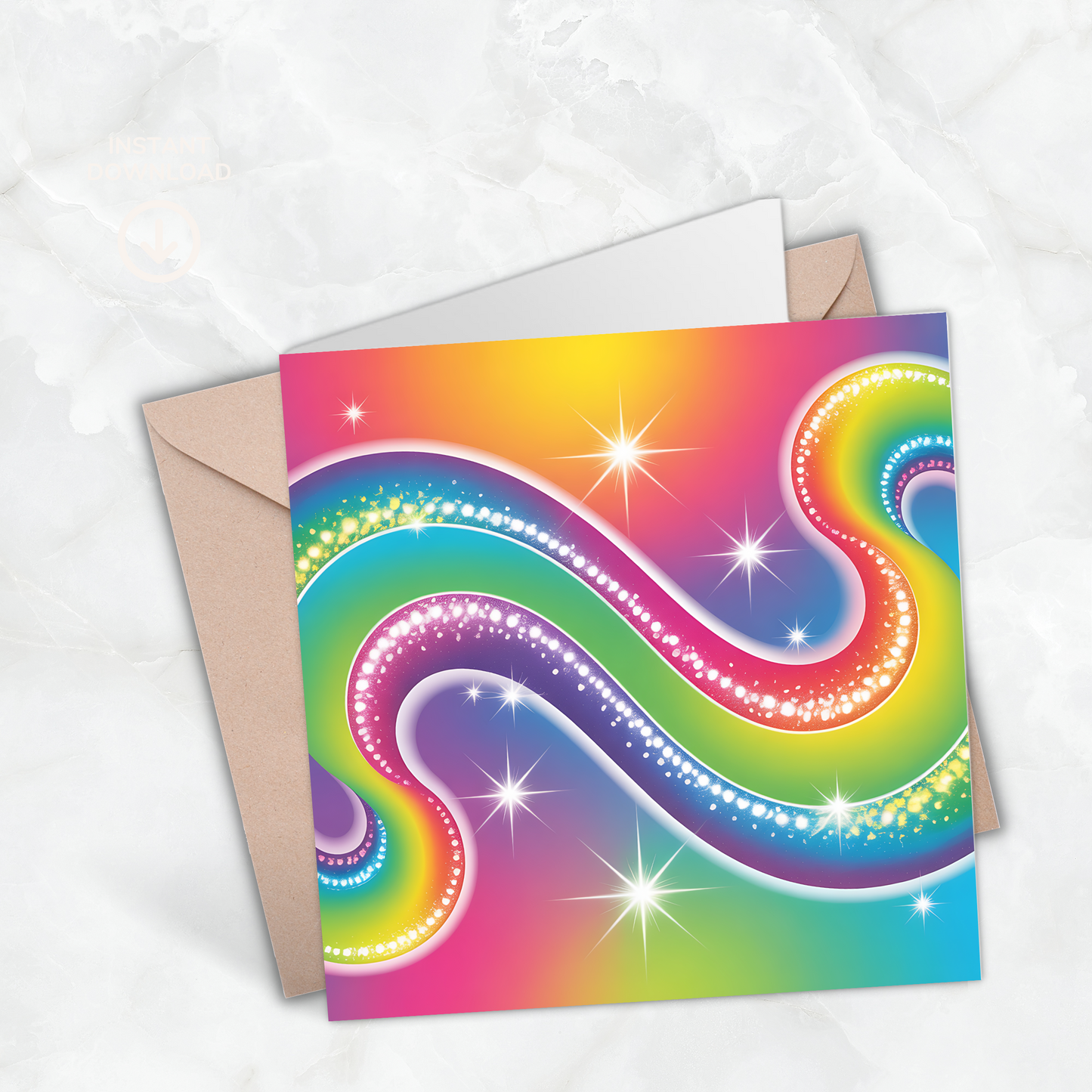 Rainbow Greeting Card –Illustrated Blank Birthday Card