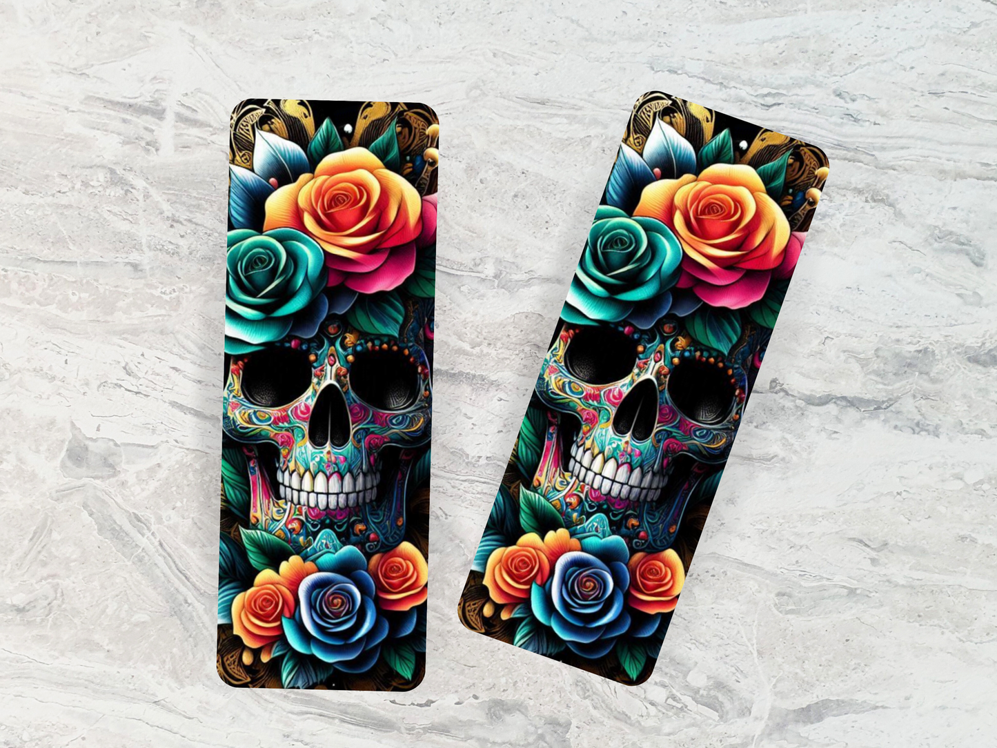 Lovely illustrated Skull and Roses printed bookmark, Page Saver, Book Lover Gift