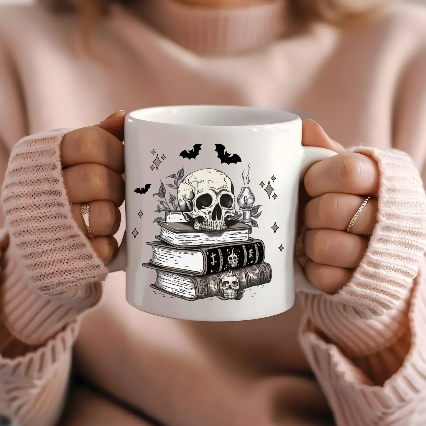 Spooky Books Coffee Mug Customizable 11oz Tea Cup Gift for Coffee Lovers