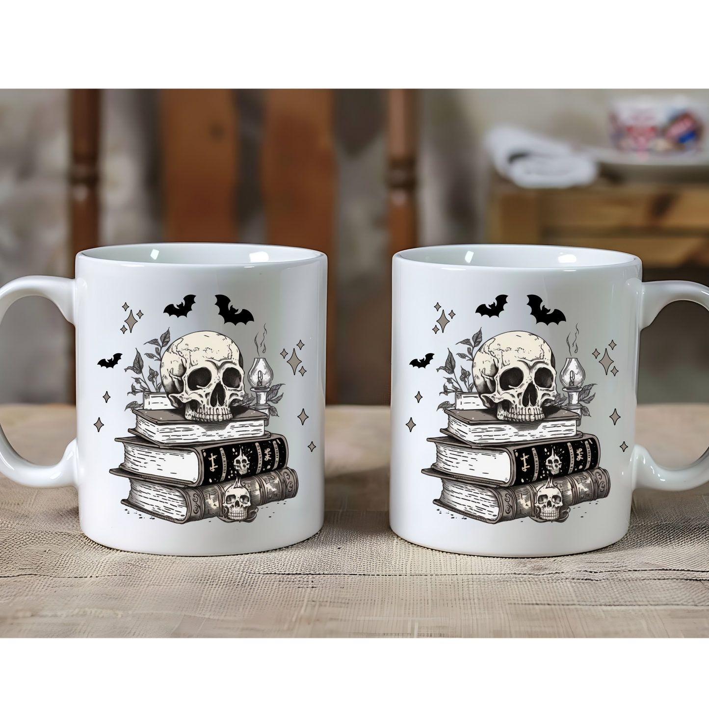 Spooky Books Coffee Mug Customizable 11oz Tea Cup Gift for Coffee Lovers
