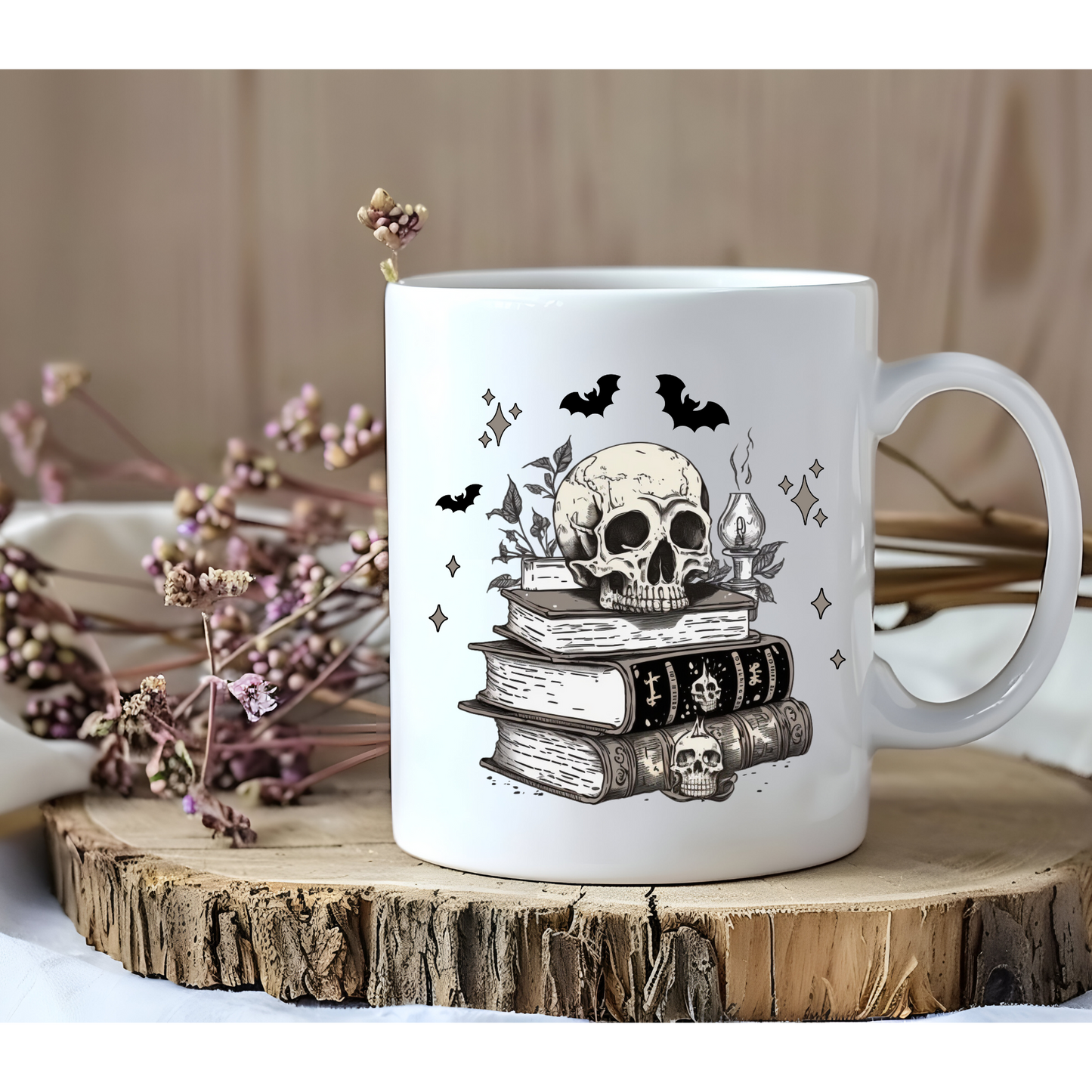 Spooky Books Coffee Mug Customizable 11oz Tea Cup Gift for Coffee Lovers