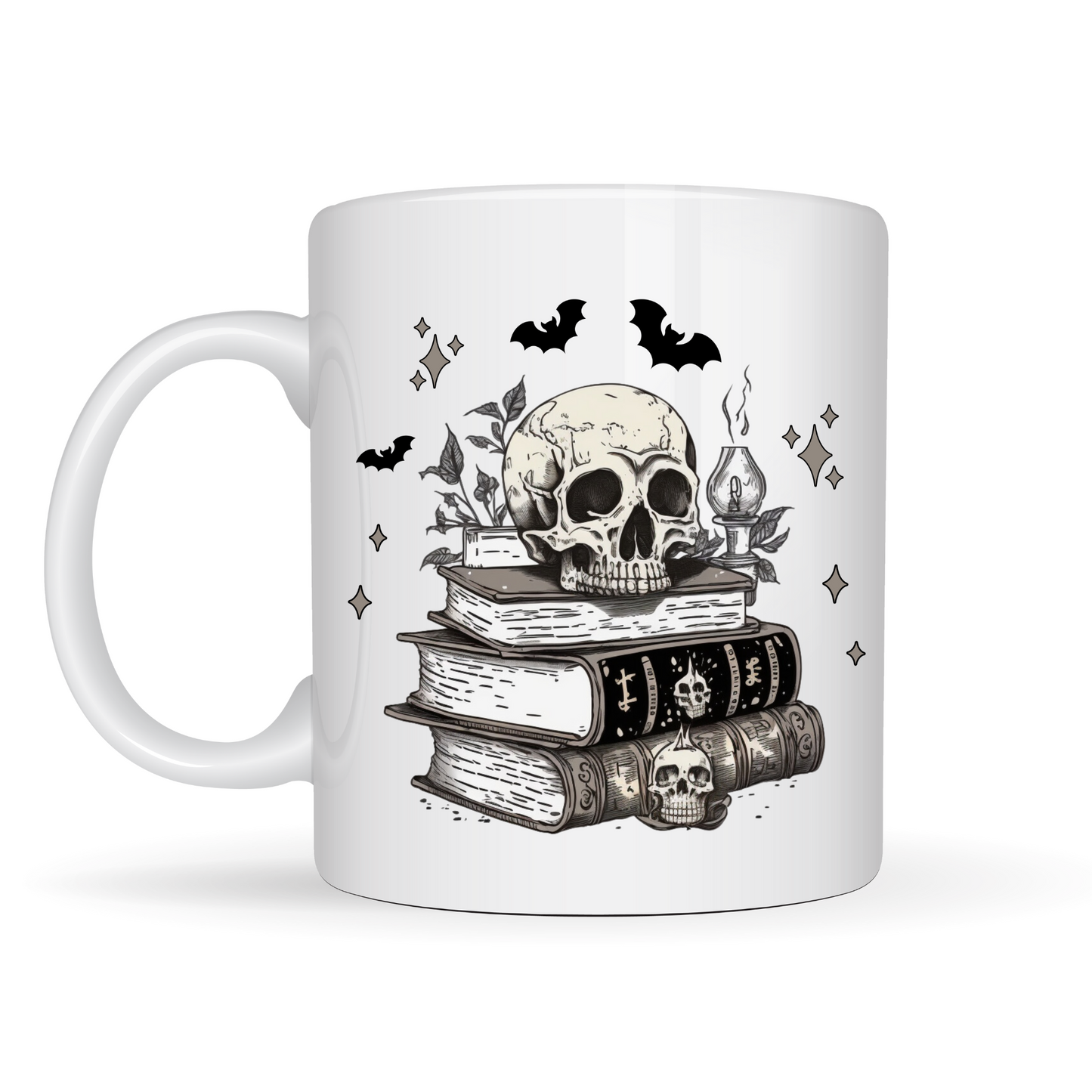 Spooky Books Coffee Mug Customizable 11oz Tea Cup Gift for Coffee Lovers