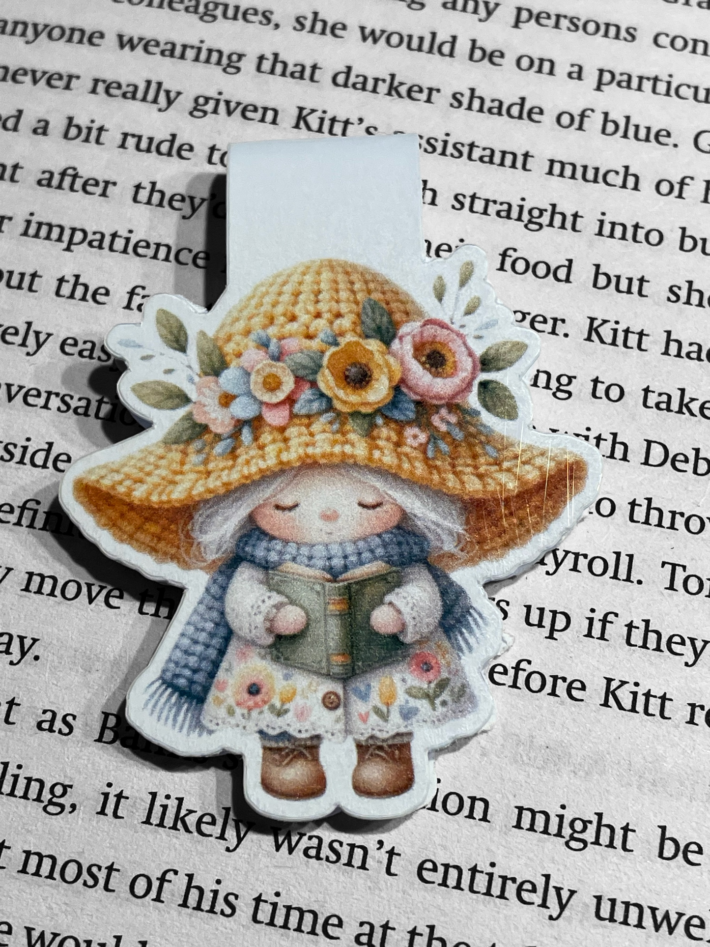 Lovely illustrated printed Spring Gnome Magnetic bookmark, Page Saver, Book Lover Gift,