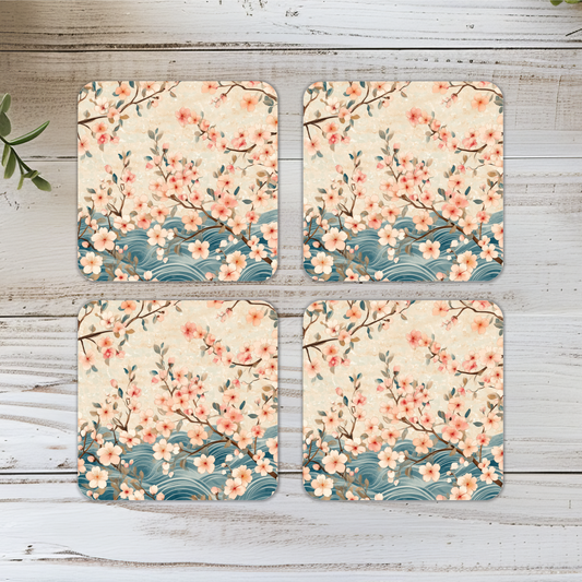 Spring Sakura  Wooden Square Coasters