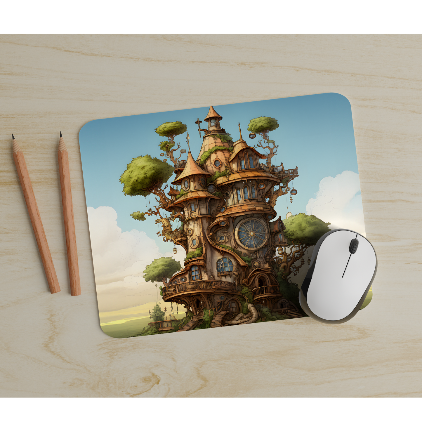 Premium Printed Steampunk House Anti-Slip Mouse Mat