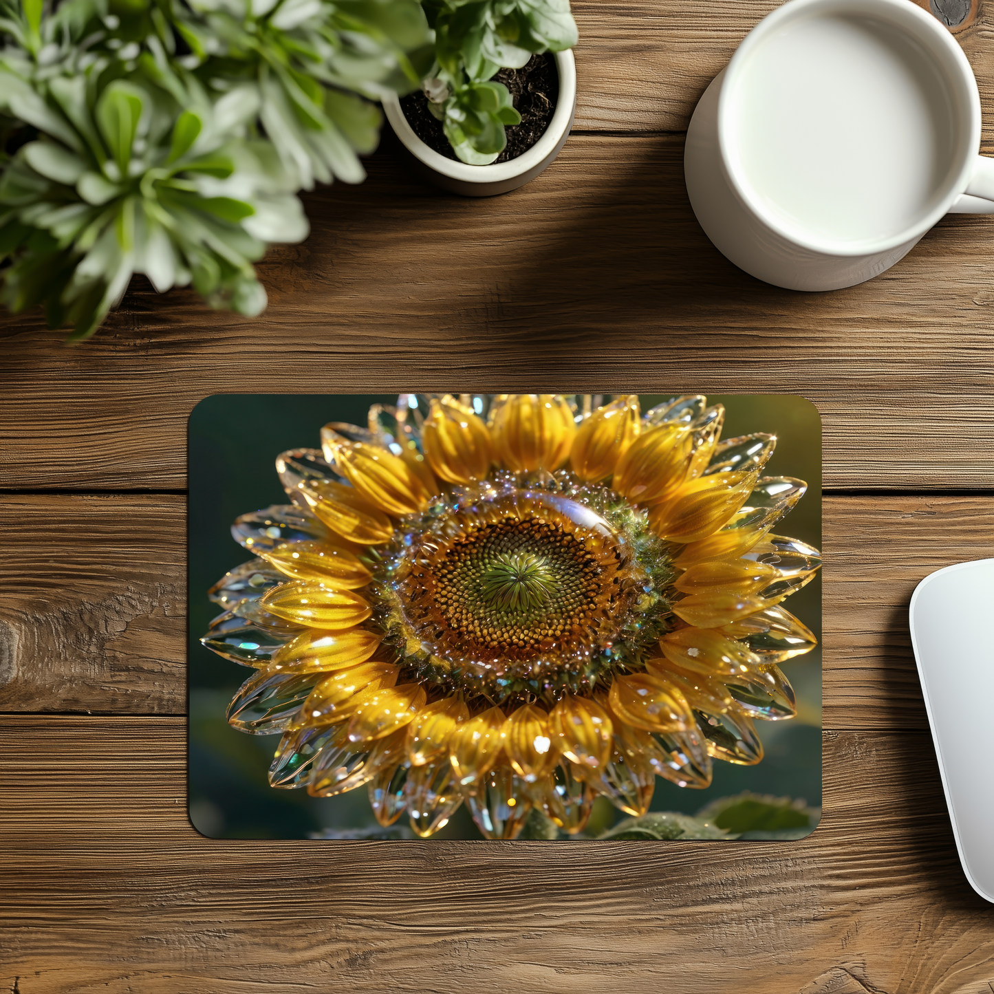 Printed Anti-Slip Mouse Mat Pad - Sunflower Design