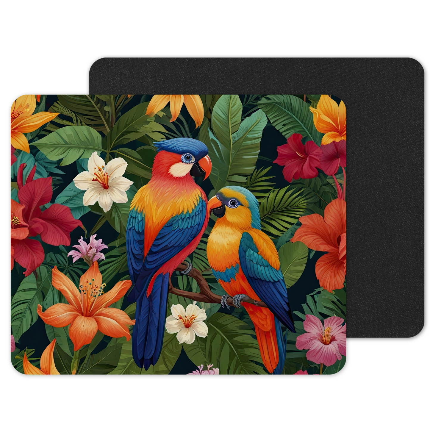 Printed Anti-Slip Mouse Mat Pad - Tropical Birds Design