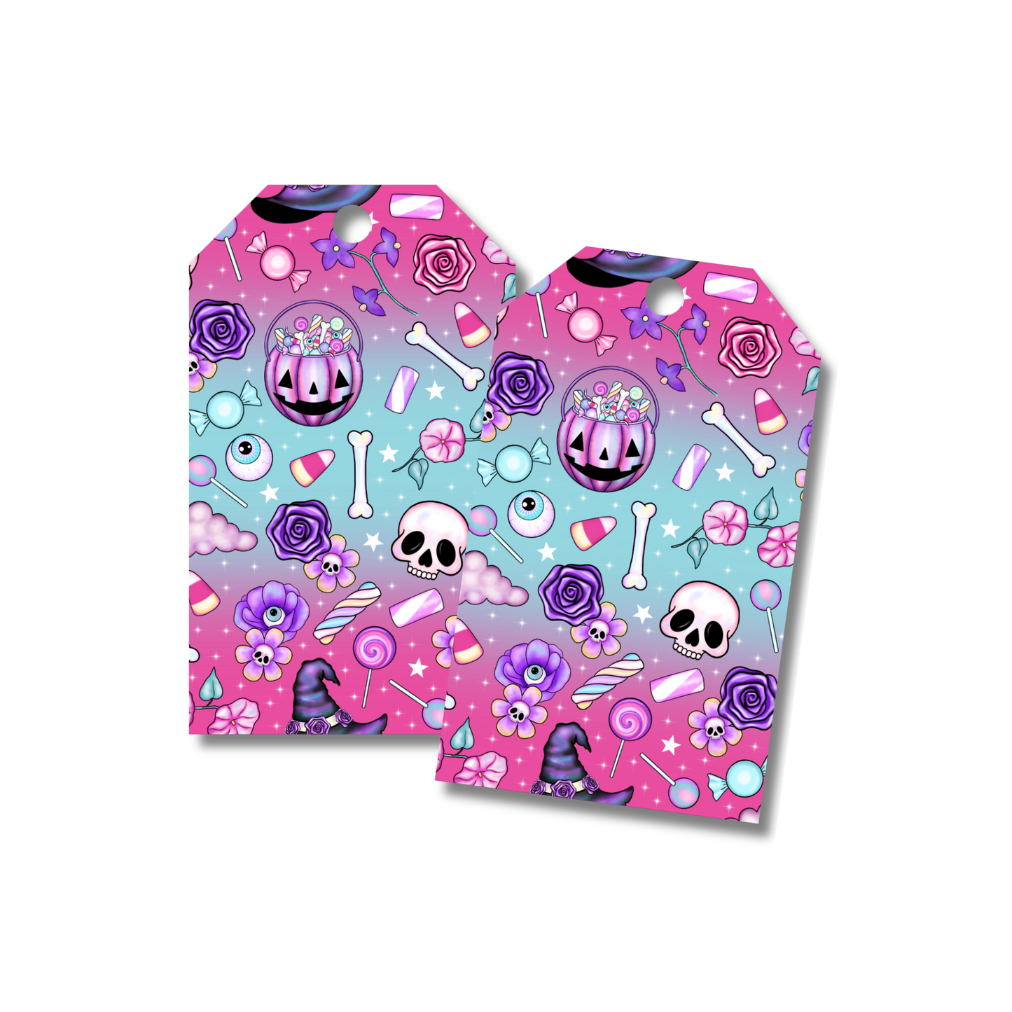 12 X Pink Halloween Gift Tags, Gift Wrapping, Luggage Tags, Card Making
