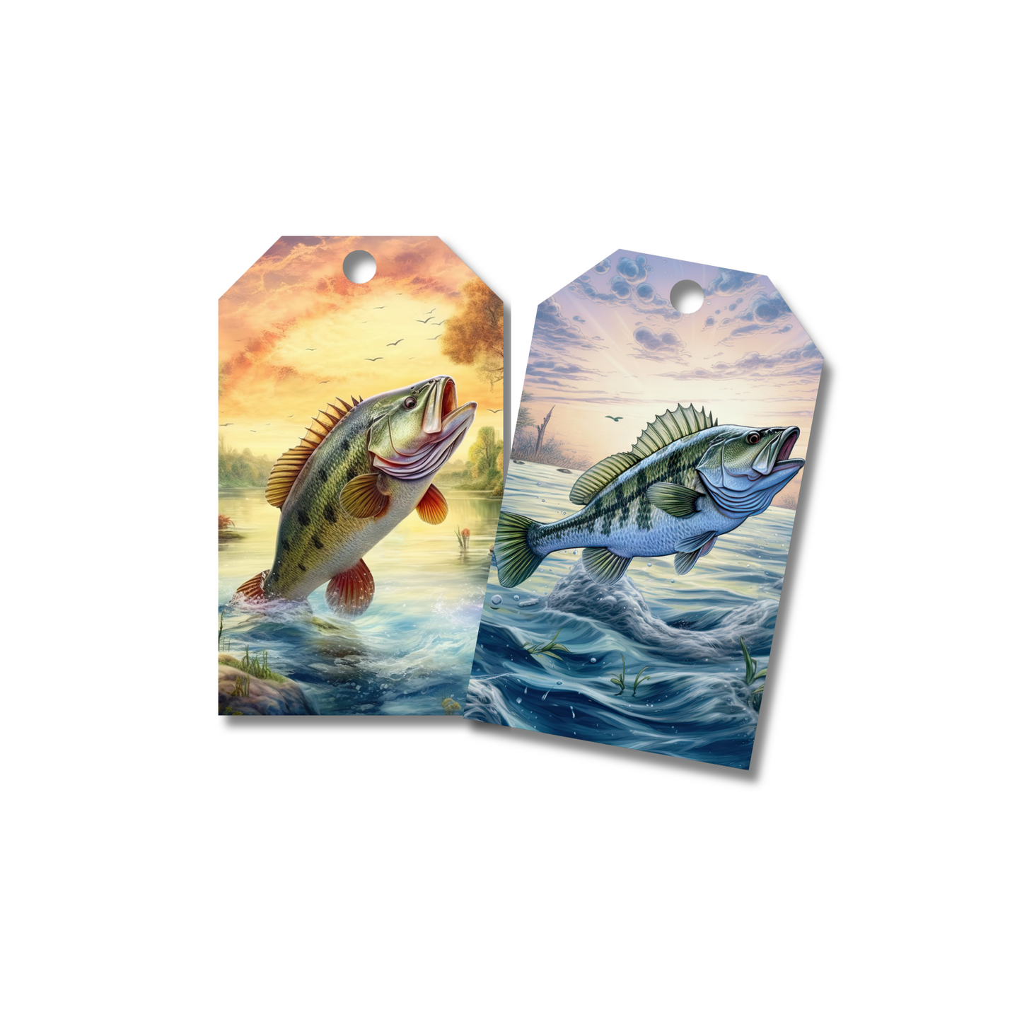 12 X Fishing Gift Tags, Gift Wrapping, Luggage Tags, Card Making