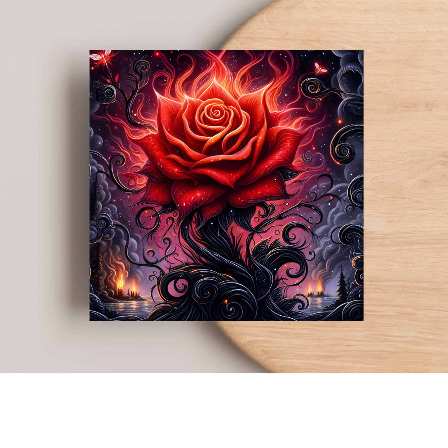Gothic Rose Greeting Card –Illustrated Blank Birthday Card