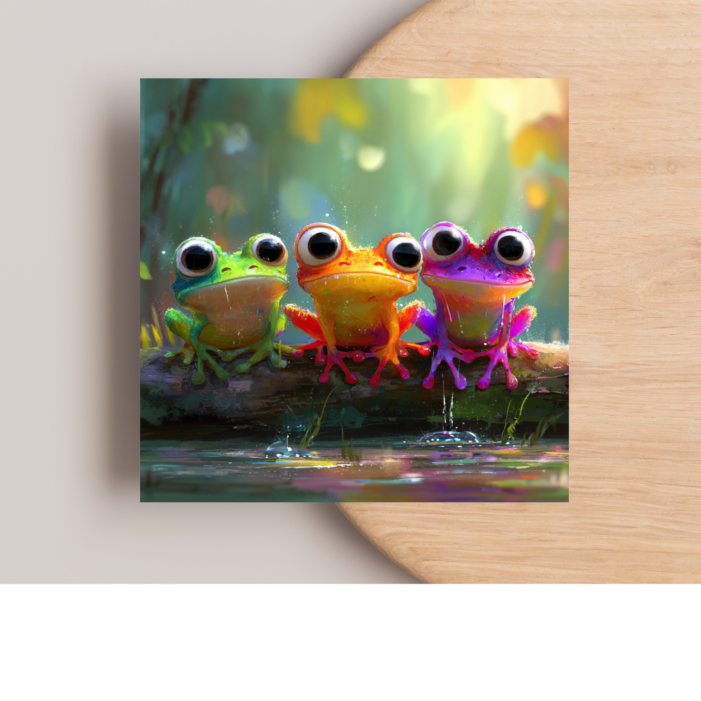 Vibrant Frogs Greeting Card –Illustrated Blank Birthday Card