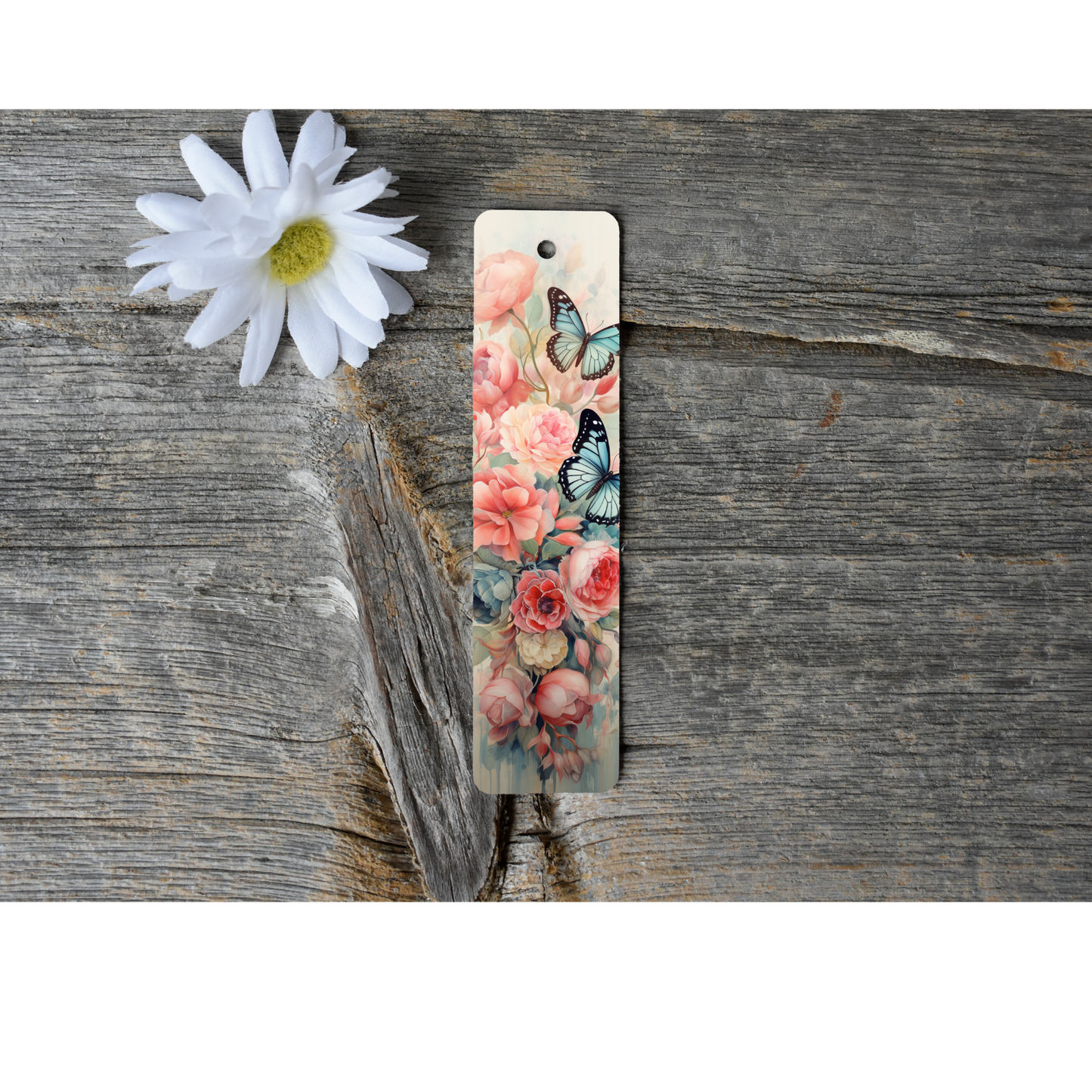Vintage Butterflies Aluminium Bookmark with Tassel - Stylish Metal Page Marker for Books and Journals