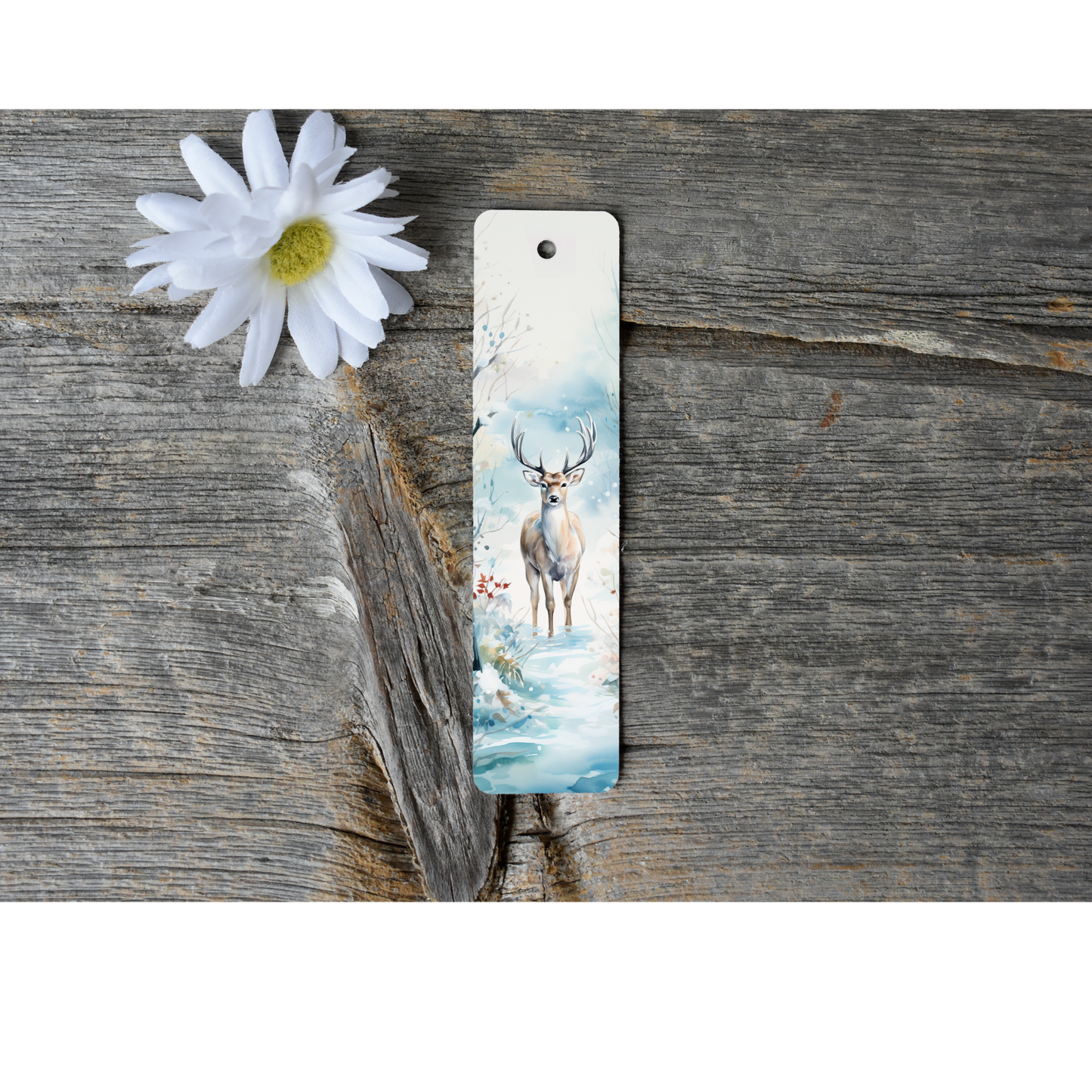 Winter Reindeer Aluminium Bookmark with Tassel - Stylish Metal Page Marker for Books and Journals