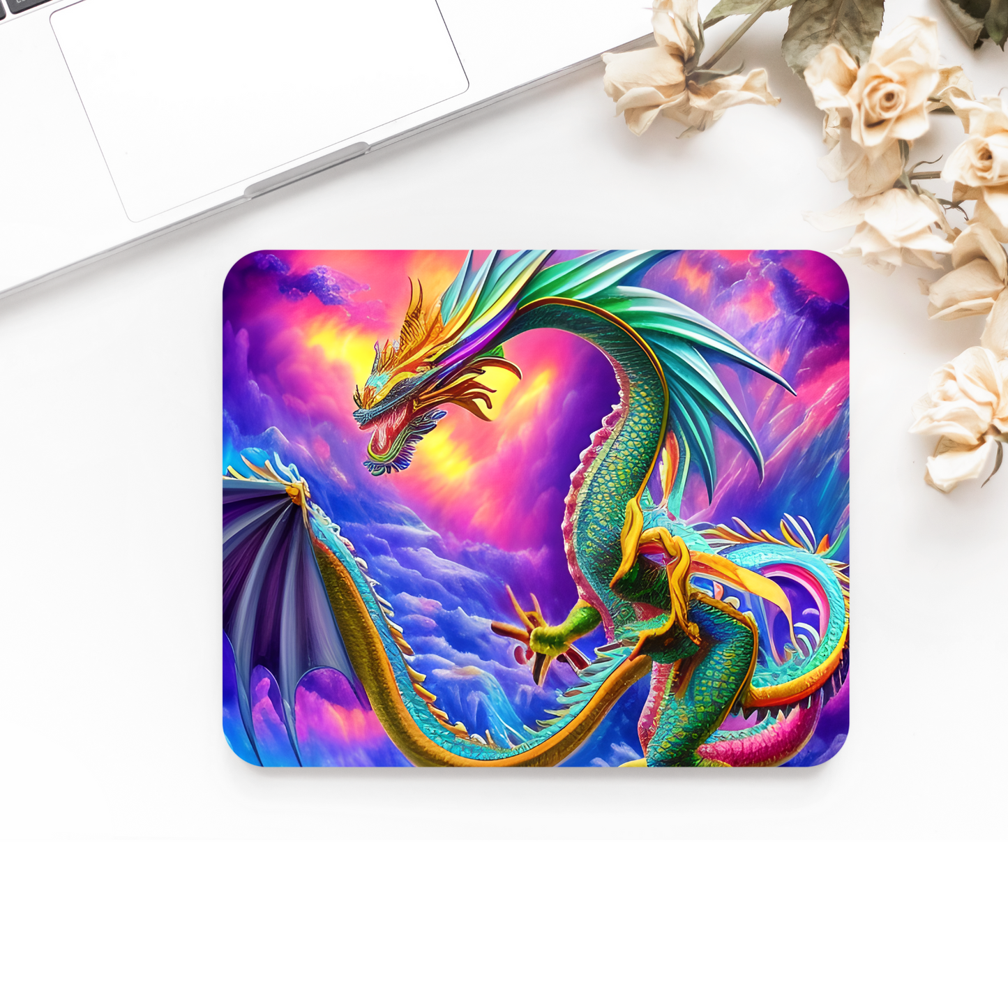 Premium Printed Anti-Slip Mouse Mat - Ultra Durable Colourful Dragon Design