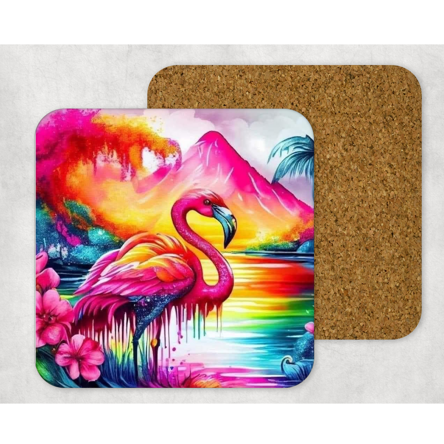 Beautifully Printed Flamingo Wooden Coasters for Stylish Home Décor