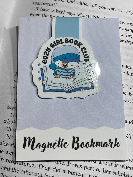 Lovely illustrated printed  Cozy Girl Magnetic bookmark, Page Saver, Book Lover Gift