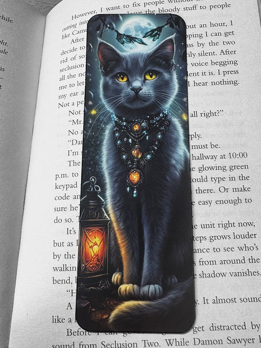 Lovely illustrated Mystical Cat printed bookmark, Page Saver, Book Lover Gift