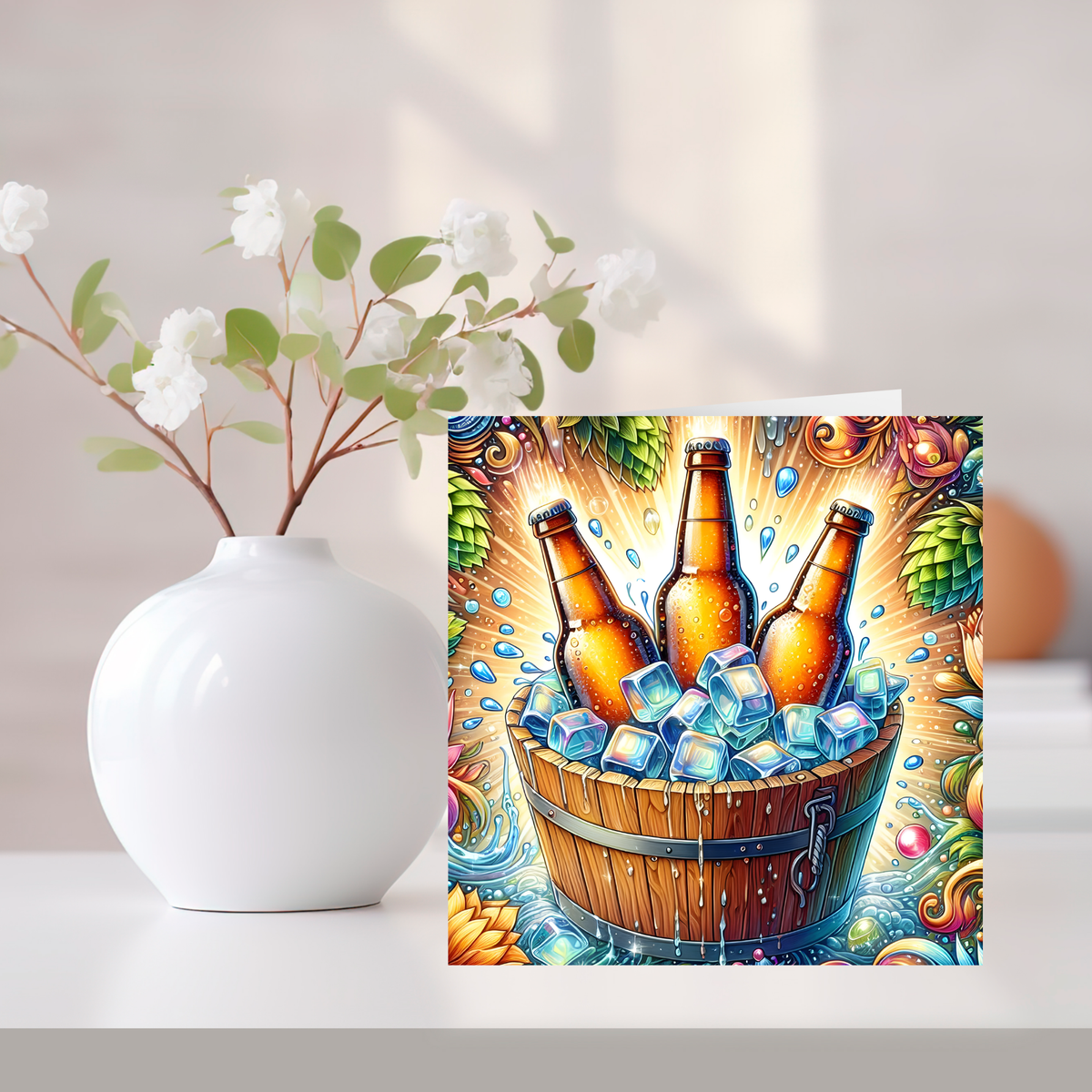Ice Bucket Greeting Card –Illustrated Blank Birthday Card