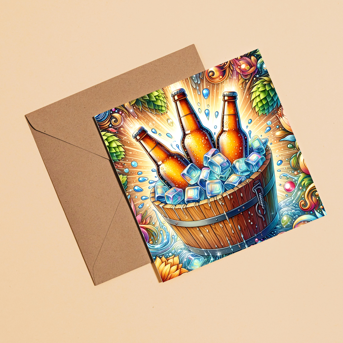 Ice Bucket Greeting Card –Illustrated Blank Birthday Card