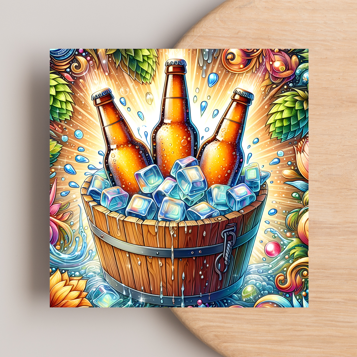 Ice Bucket Greeting Card –Illustrated Blank Birthday Card