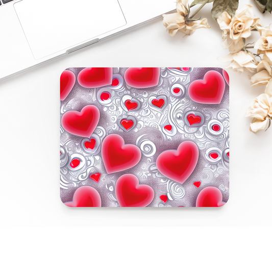 Premium Printed Anti-Slip Mouse Mat - Ultra Durable 3D Hearts Design