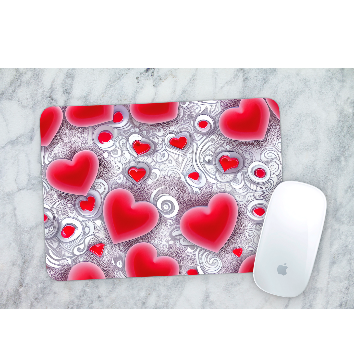 Premium Printed Anti-Slip Mouse Mat - Ultra Durable 3D Hearts Design