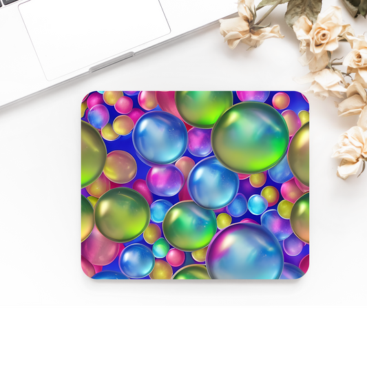 Premium Printed Anti-Slip Mouse Mat - Ultra Durable 3D Rainbow Bubbles Design