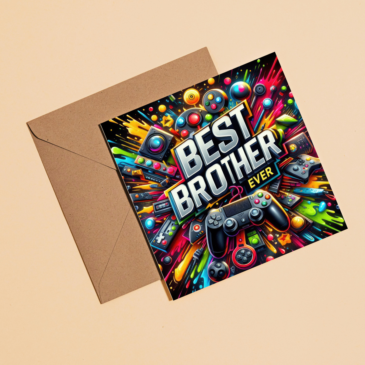 Best Brother Greeting Card –Illustrated Blank Birthday Card