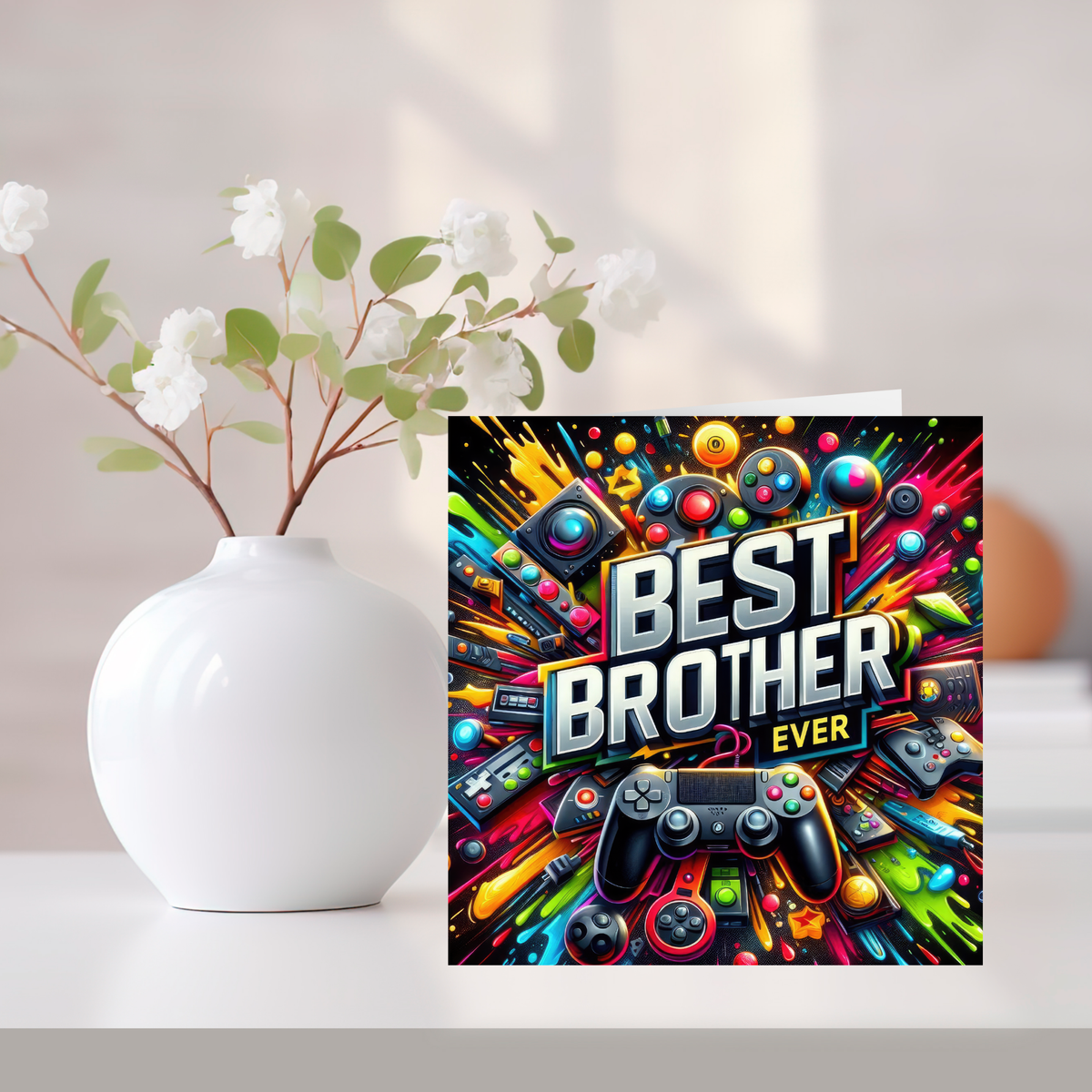 Best Brother Greeting Card –Illustrated Blank Birthday Card