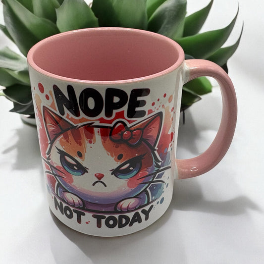 Nope Not Today Pink Coffee Mug 11oz Tea Cup  Gift for Coffee Lovers