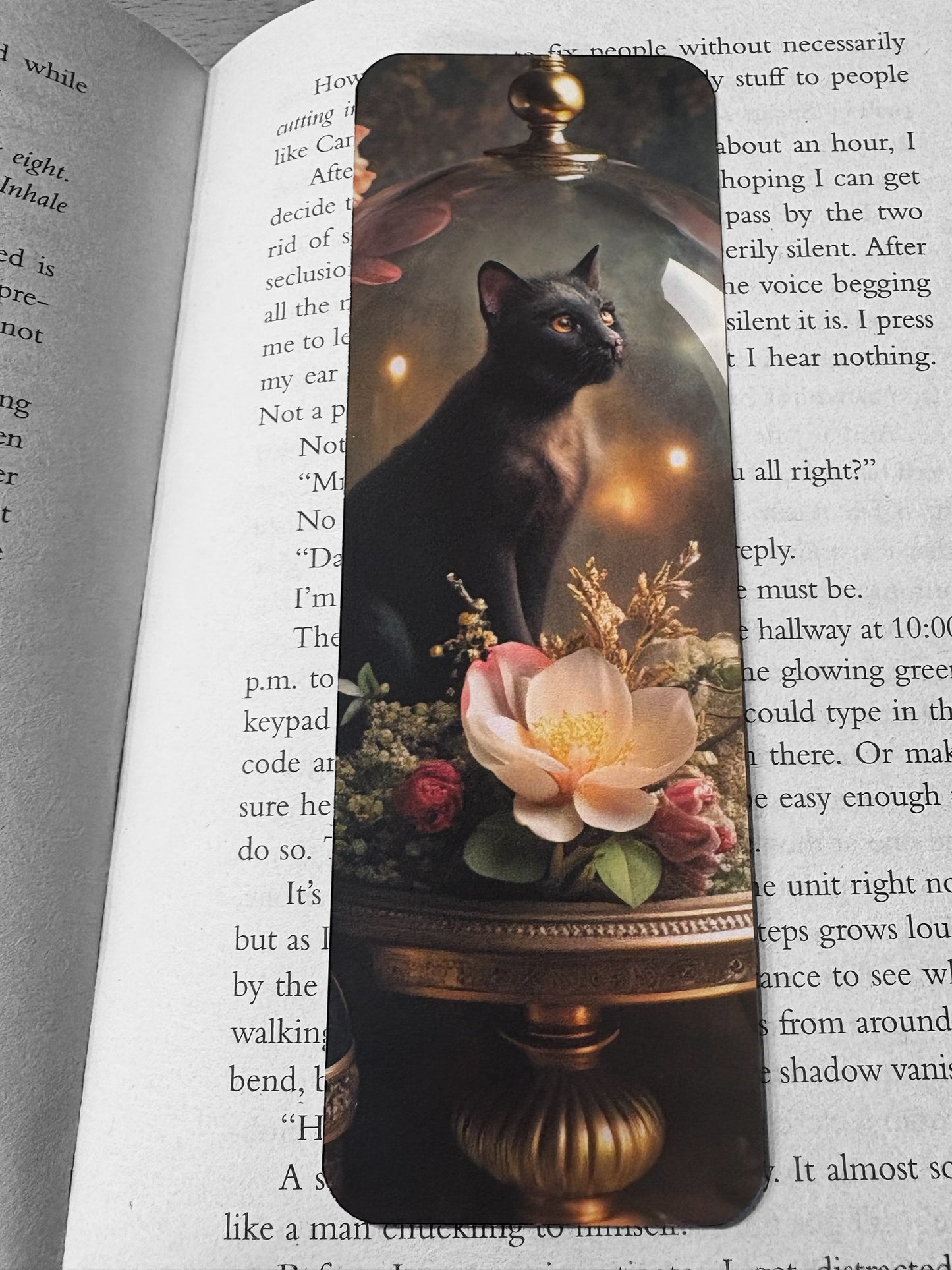 Lovely illustrated Cat In Bottle printed bookmark, Page Saver, Book Lover Gift