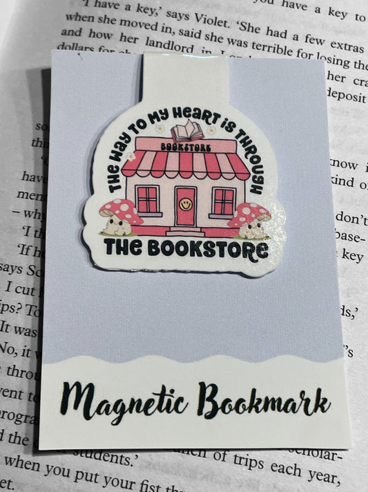 Lovely illustrated printed  Bookstore Magnetic bookmark, Page Saver, Book Lover Gift