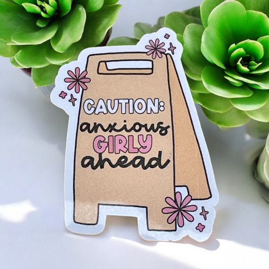 Anxiety Girly Vinyl Sticker ,Laptop, scrapbook, junk journal ,crafts, Water Bottle