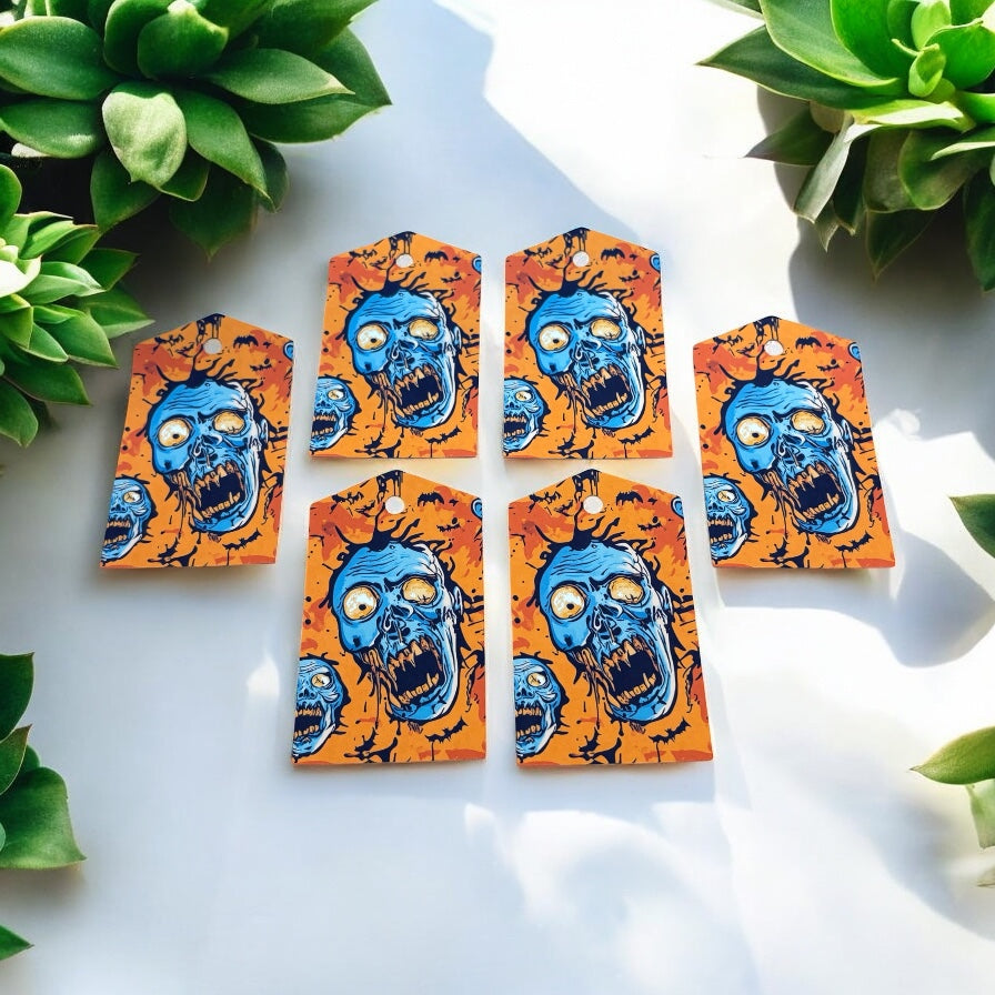 12 X Zombie Gift Tags, Gift Wrapping, Luggage Tags, Card Making