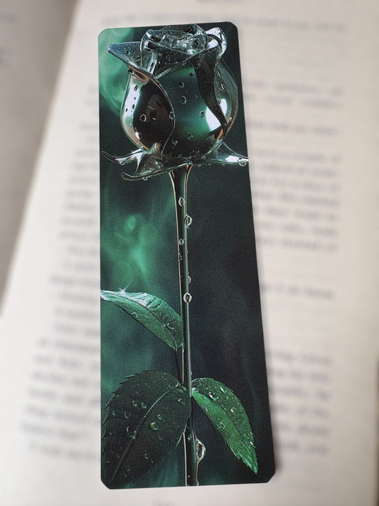 Lovely illustrated Green Rose printed bookmark, Page Saver, Book Lover Gift